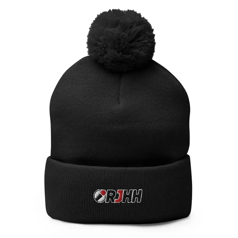 ”RJHH"embroidered logo pompom knit cap 